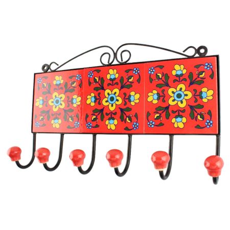 Red Tiny Flower Ceramic Tile Hook Online